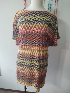 Mlle Gabrielle Multicolored Zigzag Mini Dress 3X